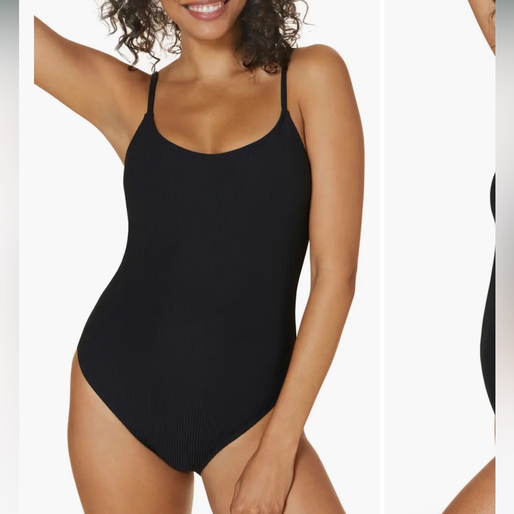 Andie Ribbed One Piece Swimsuit Long Torso Black 2XT